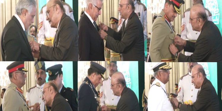 Civil and military leadership, martyrs of Marka-i-Haq honoured with Independence Day awards