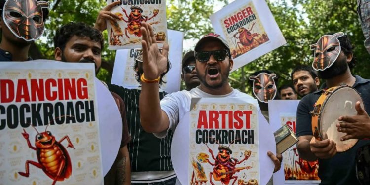 Hundreds join protest led by India’s viral ‘Cockroach Party’